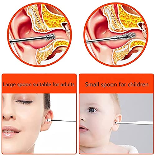 GBCCNM Kit De Eliminación De Cera De Oídos, 6 Piezas Innovador Juego De Herramientas De Limpieza De Cera De Oídos De Resorte - Púas De Acero Inoxidable De Diseño En Espiral (A)