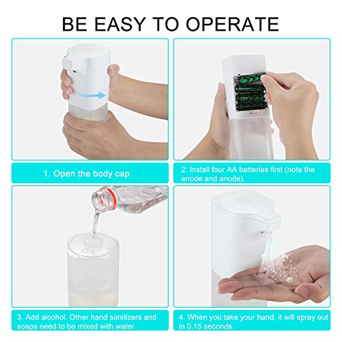 GEEMAI Dispensador Automático de Alcoholsin Dispensador Automático de Alcohol con Sensor, para el hogar, la Oficina, el Hotel, el Hospital. (350 ml)