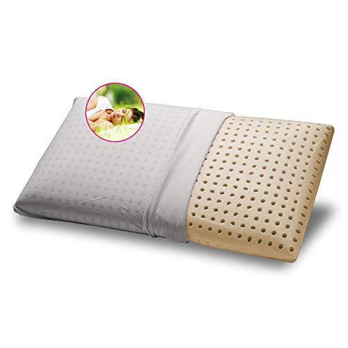 GEEMMA s.r.l. Cojín 100% látex 40 x 70 cm H12 cm. Almohada para cama con diseño de jabón con tejido de algodón extraíble y lavable, colchón hipoalergénico - Milk