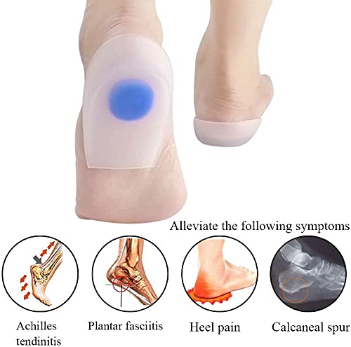 Gel Heel Cups,Heel Cup Pads,Silica Orthotic Gel Pads Cushions Insole for Plantar Fasciitis, Bone Spurs Pain Relief, Sore Heel Pain, Achilles Pain and Foot Care (S)