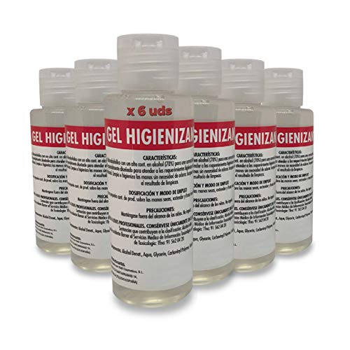 Gel Hidroalcohólico 100ML 70% alcohol [6 Unidades] Fabricado en España