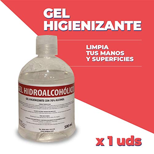 Gel Hidroalcohólico 70% alcohol - 500 ml, Fabricado en España