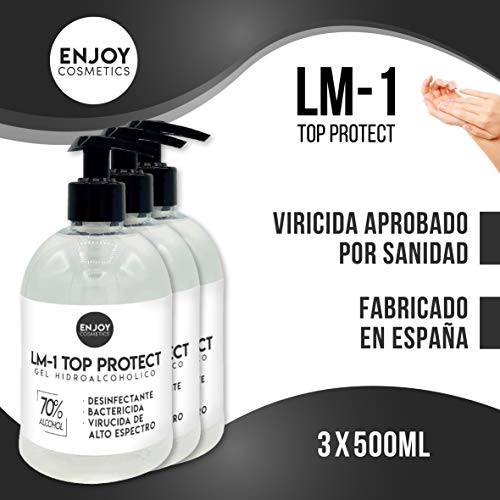 Gel hidroalcohólico neutro 3 unidades de 500ml. 70% alcohol. Para manos y superficies, desinfección garantizada