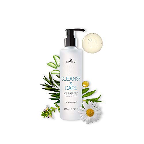 Gel Limpiador Facial con Aloe Vera, Árbol de Té, Eufrasia y Manzanilla- Jabón Facial Desmaquillante/Antibacteriano/Anti Acné - Cara y Rostro/Pieles Mixtas y Grasas - CLEANSE&CARE Beysey 200ml