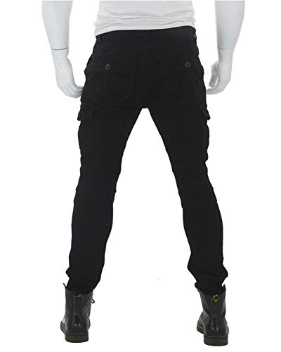 GELing Diseñador Hombres Motocicleta Armadura Textil Pantalones，Negro,L