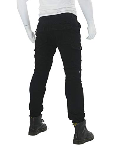 GELing Diseñador Hombres Motocicleta Armadura Textil Pantalones，Negro,L