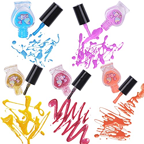 Gemeer Kit de Manicura para Niños, Juego de Esmalte de Uñas de Secado Rápido, Juguetes Niña Rainbow Candy Colors Pintauñas con limas de uñas de bonificación