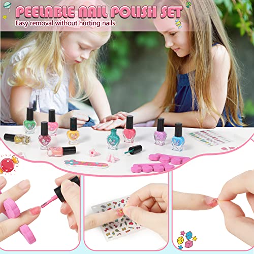 Gemeer Kit de Manicura para Niños, Juego de Esmalte de Uñas de Secado Rápido, Juguetes Niña Rainbow Candy Colors Pintauñas con limas de uñas de bonificación