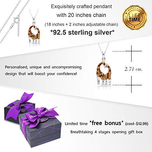 Gentle & Elegant Giraffe Couple in Love Pendant Necklace Never Rust 925 Sterling Silver Hypoallergenic Chain for Women and Girls, with Free Breathtaking Gift Box for Special Moments of Love