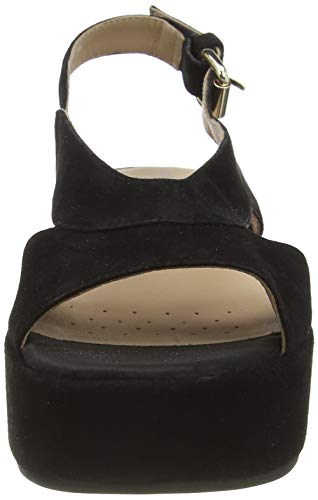 Geox D FAVIGNANA R D, Sandalias de cuña Mujer, Negro, 35 EU