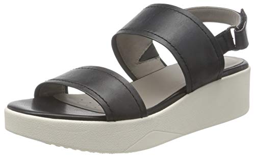 Geox D LAUDARA C, Sandalias de cuña Mujer, Negro, 39 EU