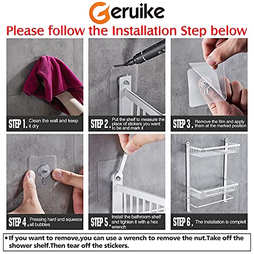 GERUIKE Estanterías para Baño + Jabonera con toallero Estantería Sin Necesidad de Taladrar Estantes de Pared Cesta Autoadhesivo Estantes para Ducha Sin Taladro Ducha Baño Rectangular Plata