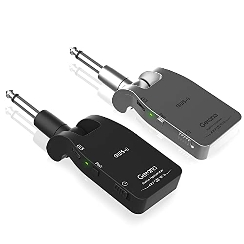 Getaria Guitarra Eléctrica Inalámbrica 2.4G Guitarra Inalámbrico Transmisor Receptor audio Recargable Sistema de Inalámbrico Guitarra para Guitarra Eléctrica y Bajo(GWS-8)