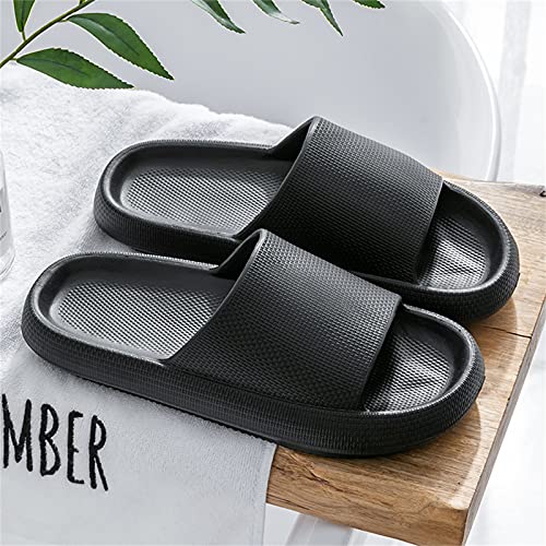 Geweo Mujer Hombr Zapatillas Casa Suela Gruesa Zapatilla de Baño Verano Zapatos de Playa y Piscina Antideslizantes Interior Exterior Chanclas Sandalias Unisex Negro 38/39EU