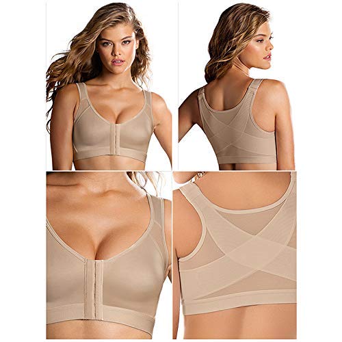 gfhjgjhj Mujer Corrector de Postura Inalámbrico Soporte para Espalda Sujetador, Mujer Corrector de Postura Sujetador Inalámbrico Soporte para Espalda Levantar Yoga Sujetador Ropa Interior - Nude, L