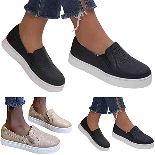 Ghemdilmn Zapatillas de mujer antideslizantes con dedos redondos y planos, elásticas, para caminar., Negro , 40 EU