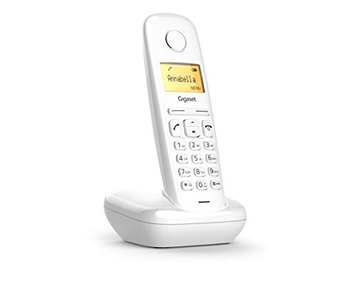 Gigaset A170 - Teléfono Inalámbrico, Pantalla Iluminada, Agenda de 50 Contactos, Volumen Ajustable, Color Blanco