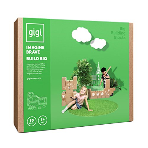 Gigi Bloks Bloques de Construcción Gigantes de Cartón para Niños | Set de Bloques Infantiles de 30 Piezas XL Apilables | Juguetes Montessori de Ladrillos de Construcción Grandes de Tamaño Real