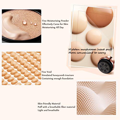 GL-Turelifes Mushroom Head Air Cushion Foundation CC Cream Sensación de agua Crema BB impecable Control de aceite hidratante, corrector natural ligero y alisador (Color natural)