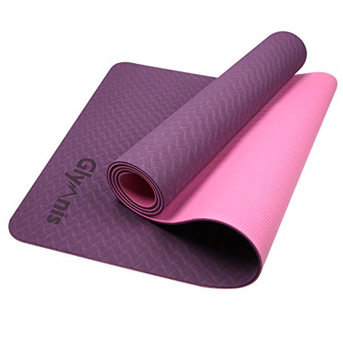 Glymnis Esterilla Yoga Antideslizante Colchoneta Yoga Mat Esterilla Deporte de Material Ecológico TPE Esterilla Pilates con Correa 183mm x 61mm x 6mm Rosa