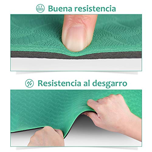 Glymnis Esterilla Yoga Antideslizante Colchoneta Yoga Mat Esterilla Deporte de Material Ecológico TPE Esterilla Pilates con Correa 183mm x 61mm x 6mm Turquesa