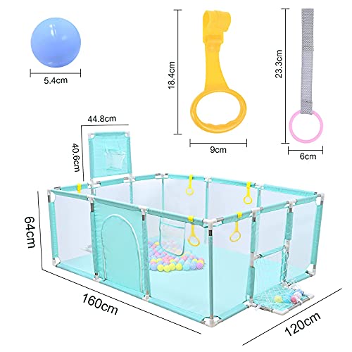 GOLDGE Parque de juegos para bebés con 50 Bolas Colores, Parque Infantil para Bebés Parque Infantil Plegable y Portátil, con Malla Transpirable Súper Suave(120*160*66cm)