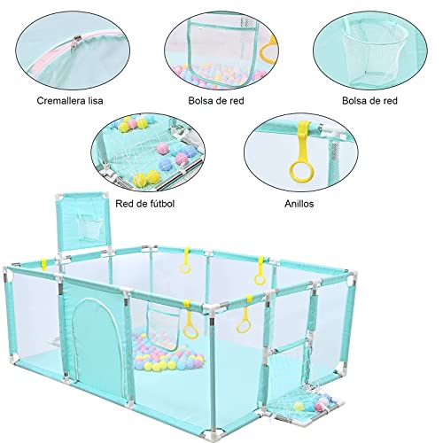 GOLDGE Parque de juegos para bebés con 50 Bolas Colores, Parque Infantil para Bebés Parque Infantil Plegable y Portátil, con Malla Transpirable Súper Suave(120*160*66cm)