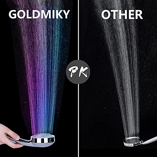 goldmiky Alcachofa de Ducha con Alta Presión,Cambiando LED 3 Colores Control de Temperatura, Mango de Ducha LED ducha mano Grande Spas Universal Cabezal de Ducha Ahorro de Agua No Necesita Pilas