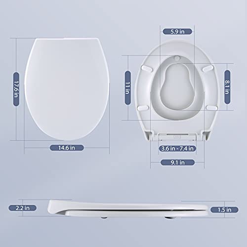 Gomyhom Tapa WC Familiar, Tapa Inodoro Blanco, Función de Descenso Lento, Extracción con un Solo Toque, Asiento de Inodoro Universal para Niños y Adultos