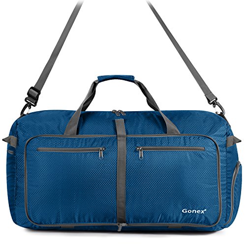 Gonex Bolsa de Viaje 100L, Plegable Ligero Bolso Equipaje Maleta Grande Bolsas Deportes Gimnasio Maletas de Mano Impermeable Duffel Travel Bag para Hombres y Mujeres Fin de Semana (Azul Oscuro)