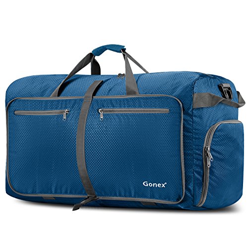 Gonex Bolsa de Viaje 100L, Plegable Ligero Bolso Equipaje Maleta Grande Bolsas Deportes Gimnasio Maletas de Mano Impermeable Duffel Travel Bag para Hombres y Mujeres Fin de Semana (Azul Oscuro)