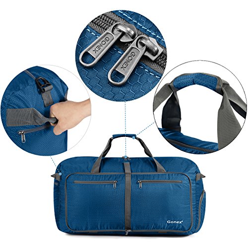 Gonex Bolsa de Viaje 100L, Plegable Ligero Bolso Equipaje Maleta Grande Bolsas Deportes Gimnasio Maletas de Mano Impermeable Duffel Travel Bag para Hombres y Mujeres Fin de Semana (Azul Oscuro)