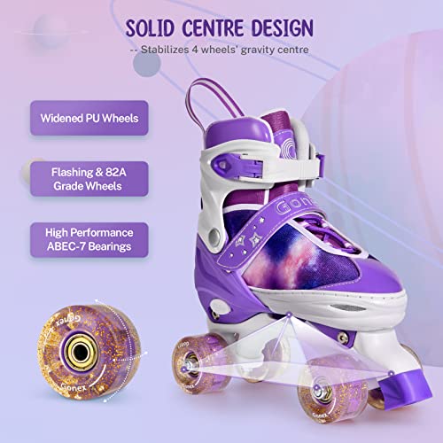 Gonex Patines en Paralelo Ajustables Niña, Patines 4 Ruedas con Lluminación LED, Transpirables, Cómodos, para Principiantes, Niñas, Mujeres, Niños