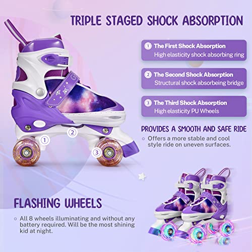 Gonex Patines en Paralelo Ajustables Niña, Patines 4 Ruedas con Lluminación LED, Transpirables, Cómodos, para Principiantes, Niñas, Mujeres, Niños