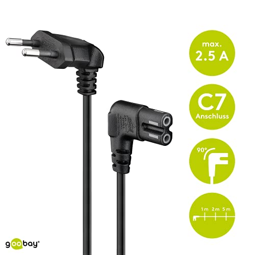 Goobay 73021 - Cable de alimentación con enchufe europeo, 5 m, color negro