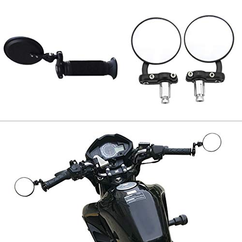 GOOFIT Espejo Retrovisor Moto 8mm Universal Manillar Vespa Redondo Enduro Homologados reemplazo para 50cc 70cc 90cc 110cc 125cc 150cc 200cc 250cc Scooter Cafe Racer Bicicleta Ciclomotor ATV Quad Negro