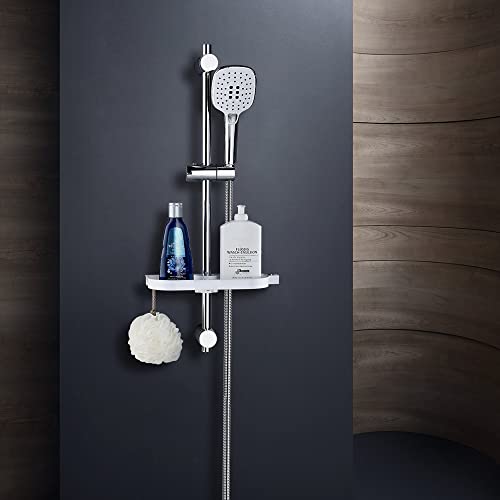 Görbach Barra Ducha Cromado 70 cm Columna Ducha INOX con Estante Ducha Barra Ducha con Deslizador y Soporte de Pared Ajustable,Sin Grifo,Con Ducha Mano con 3 funcións (HB1210CP + Estante).