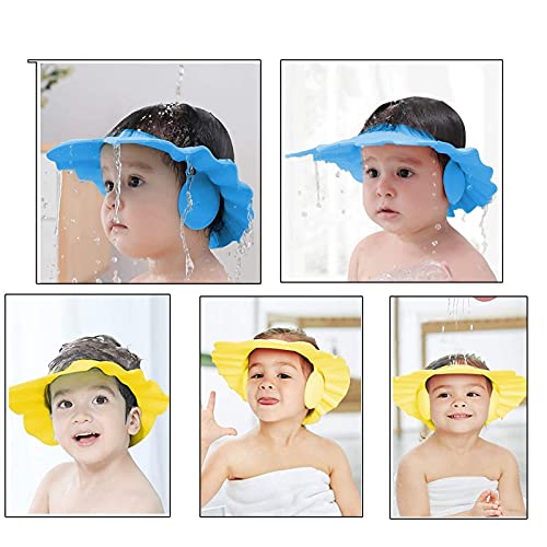 Gorro de Ducha para Bebé,3 gorro de ducha de bebé,Gorra de Ducha de bebé,Sombrero de champú de baño Ajustable,Evite que el Agua Fluya a Ojos y de la Cara