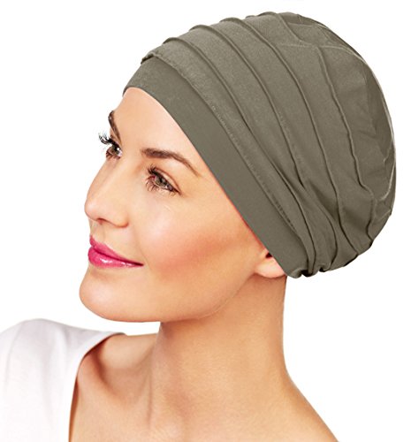 Gorro Yoga con bambú de color marrón/verde para quimioterapia