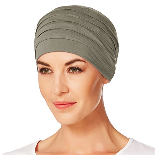 Gorro Yoga con bambú de color marrón/verde para quimioterapia