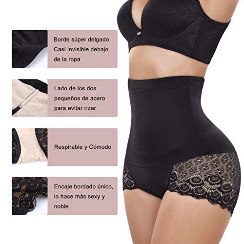 Gotoly Braguitas Moldeadoras para Mujer Shapewear Braga Faja Body Shaper Pantalón Sin Costura Lenceria Panty Cintura Alta Control de Barriga Levanta Glúteos (Negro, Small)