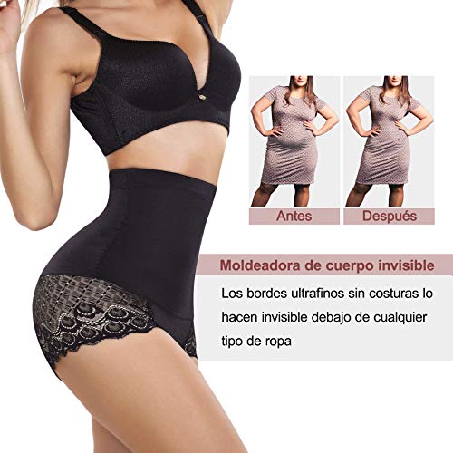 Gotoly Braguitas Moldeadoras para Mujer Shapewear Braga Faja Body Shaper Pantalón Sin Costura Lenceria Panty Cintura Alta Control de Barriga Levanta Glúteos (Negro, Small)