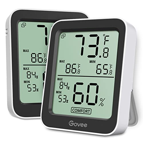 Govee Termómetro Higrómetro, LCD Bluetooth Medidor Digital Humedad y Temperatura Interior con Función Almacenamiento de Datos y Alerta, para Habitación, 2PCS