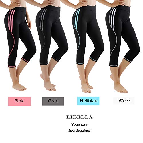 GoVIA 3/4 Leggins para Damas Pantalones Deportivos Largos para Training Running Yoga Fitness Transpirables con Cintura Alta 4134 Gris S