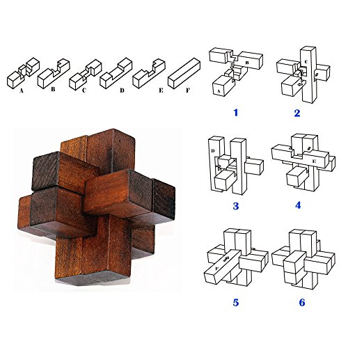 Gracelaza 6 Piezas Juguetes Rompecabezas de Madera Caja Set - IQ Juguete Educativo - 3D Brain Teaser Puzzle de Madera - Juego Niños y Adolescentes