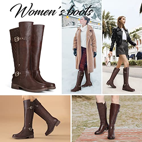 gracosy Rodilla Alta Botas Mujer Tacón Bajo Zapato Señoras Nieve Botas Mujer Botas de Cuero Piel Forrado Invierno Cálidas Antideslizante Hermoso Cremallera Casuales