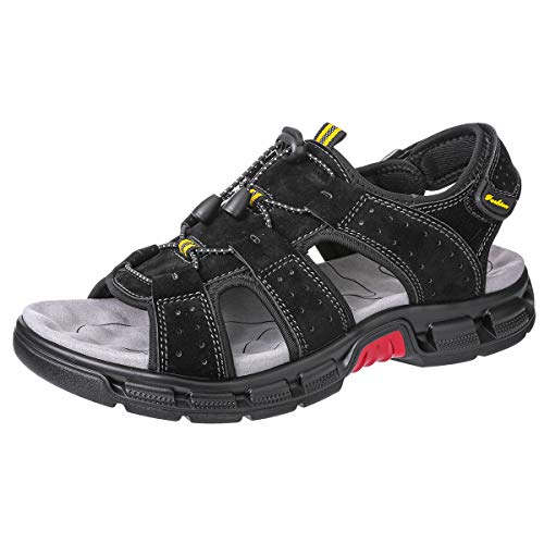 gracosy Sandalias Cuero Deportivas para Hombre Verano Exterior con Punta Abierta Sandalias de Playa Zapatillas de Montaña Senderismo, Negro, 41 EU