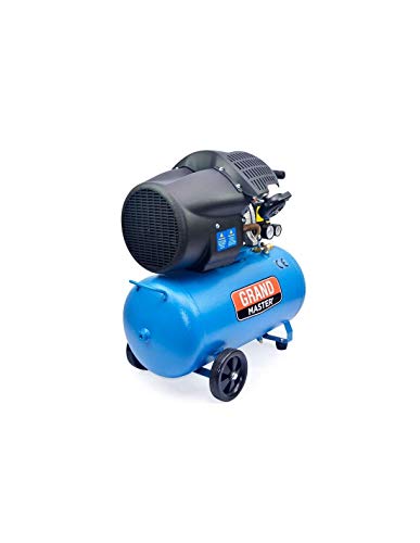 Grandmaster - Compresor de Aire 50 Litros, 220V, Dos Cilindros 356L/min, 2200W/3cv, 8 Bares/118psi, Filtro de Aire, Velocidad 2850/min, Compresor Silencioso 92 dB, Válvula de Seguridad, 50L