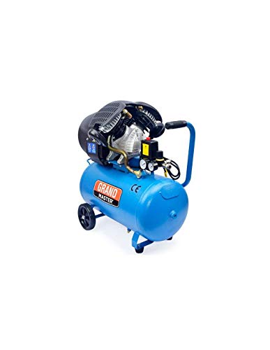 Grandmaster - Compresor de Aire 50 Litros, 220V, Dos Cilindros 356L/min, 2200W/3cv, 8 Bares/118psi, Filtro de Aire, Velocidad 2850/min, Compresor Silencioso 92 dB, Válvula de Seguridad, 50L