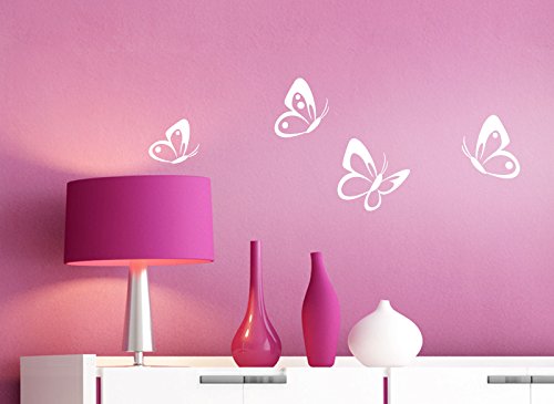 Grandora W697 Pegatina Pared 4 Set Mariposas - Blanco, 8-10 cm